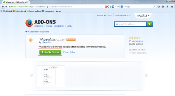 Wappalyzer Add to Firefox