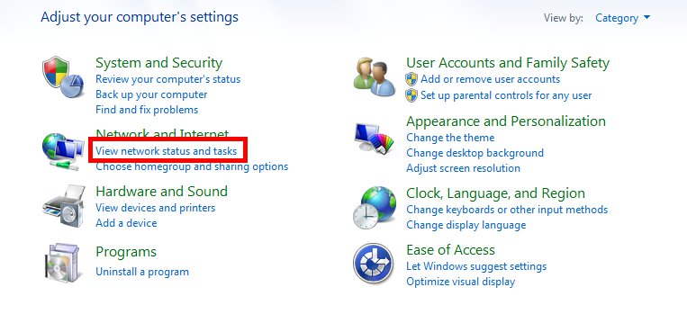 Changing DNS server in windows step 1 control panel
