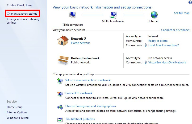 Changing DNS server in windows step 2 network control panel
